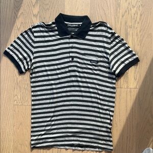 Dolce & Gabbana Men's Polo in Black and Gray Stripes